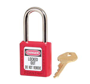 Masterlock 410Red, Zenex Thermoplastic Safety Padlock, 1-1/2in (38MM) Wide with 1-1/2in (38MM) Tall Shackle